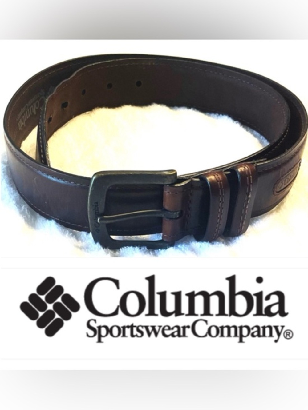 38W Columbia Men's Brown Leather Belt - Classic Casual Style!